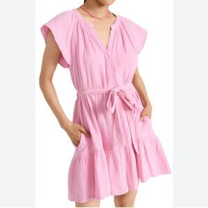 XIRENA Jude Cotton Gauze Mini Dress In Lilac Pink XS